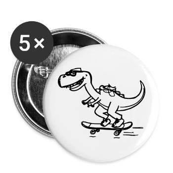 Dinosaurier Skateboard Lustig Geschenkidee - Buttons groß 56 mm (5er Pack) - Weiß - Vorne