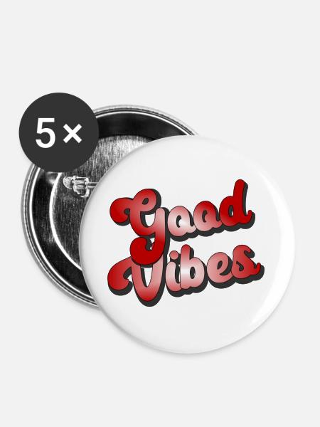 Good Vibes Optik Style - Buttons groß 56 mm (5er Pack) - Weiß