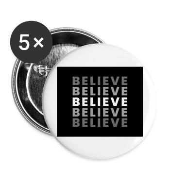 Believe - Buttons groß 56 mm (5er Pack) - Weiß - Vorne