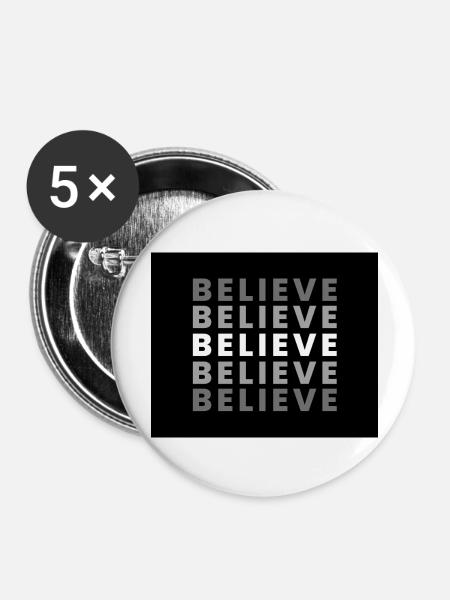 Believe - Buttons groß 56 mm (5er Pack) - Weiß