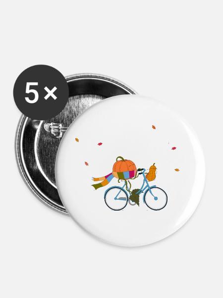 Tour de Kürbis - Buttons groß 56 mm (5er Pack) - Weiß