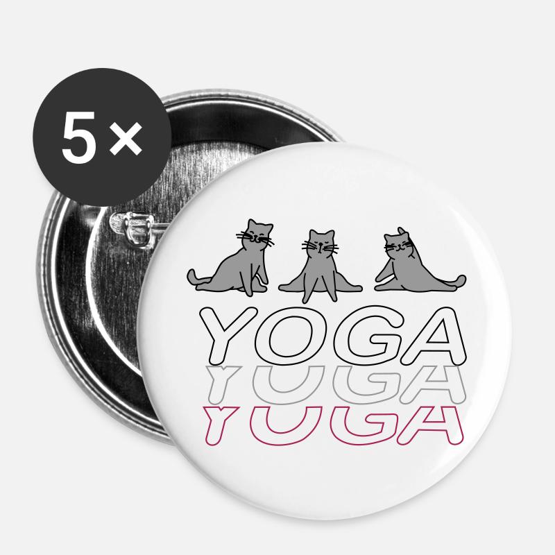 Yoga Cats - Buttons large 2.2''/56 mm (5-pack) - white