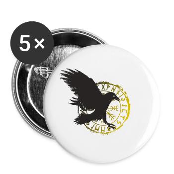Corbeau - Lot de 5 grands badges (56 mm) - blanc - Devant