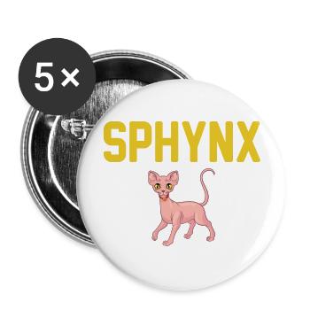 Sphynx Chat 2 - Lot de 5 grands badges (56 mm) - blanc - Devant