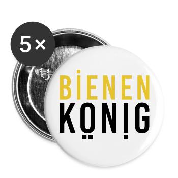 bienenkönig imker imkerin bee typo schwarz - Buttons groß 56 mm (5er Pack) - Weiß - Vorne