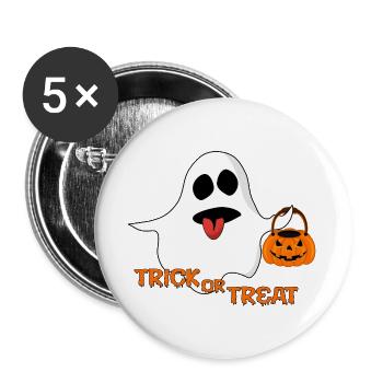 Geist Trick or Treat - Buttons groß 56 mm (5er Pack) - Weiß - Vorne