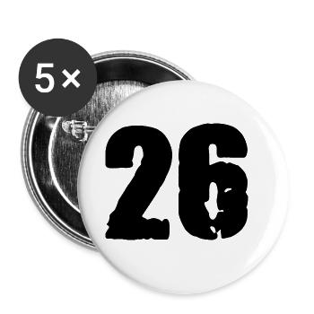 26 Zahl Trikot - Buttons groß 56 mm (5er Pack) - Weiß - Vorne