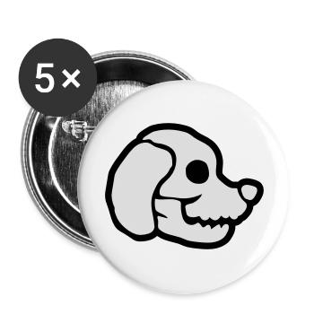 Chiens Crâne Halloween Squelette - Lot de 5 grands badges (56 mm) - blanc - Devant