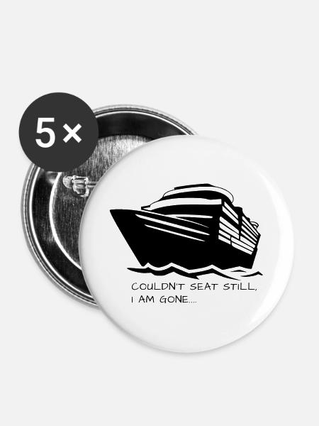 KREUZFAHRT I am gone - Buttons groß 56 mm (5er Pack) - Weiß