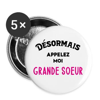 Idée D'Annonce De Grossesse - Lot de 5 grands badges (56 mm) - blanc - Devant