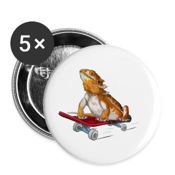 Bearded Dragon On A Skateboard - Buttons large 2.2''/56 mm (5-pack) - white - Front