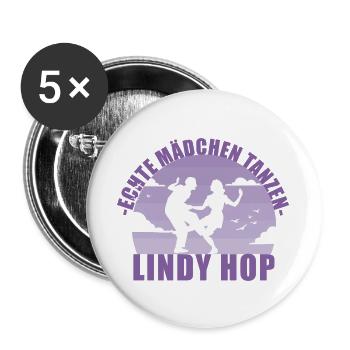 Echte Mädchen tanzen Lindy Hop Geschenk - Buttons groß 56 mm (5er Pack) - Weiß - Vorne