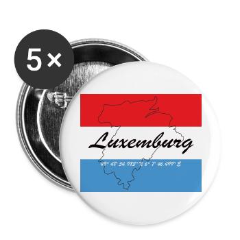 Luxemburg - Hauptstadt mit GPS & Flagge - Buttons groß 56 mm (5er Pack) - Weiß - Vorne