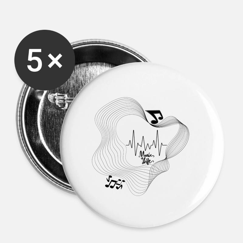 Music - Buttons groß 56 mm (5er Pack) - Weiß