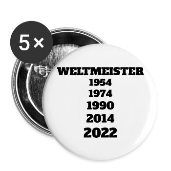Weltmeister - Buttons groß 56 mm (5er Pack) - Weiß - Vorne