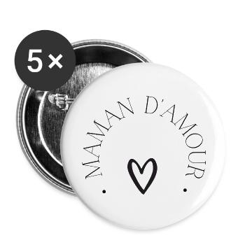 maman d'amour - Lot de 5 grands badges (56 mm) - blanc - Devant