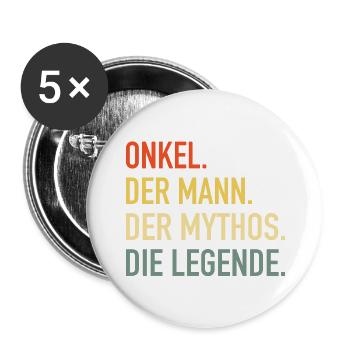 ONKEL DER MANN DER MYTHOS DIE LEGENDE - Buttons groß 56 mm (5er Pack) - Weiß - Vorne