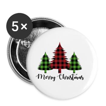 Pine Tree Christmas Lumberjack Pattern - Buttons large 2.2''/56 mm (5-pack) - white - Front