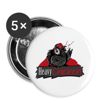 Heavy Chicken - Buttons groß 56 mm (5er Pack) - Weiß - Vorne