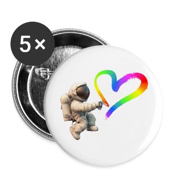 Astronaut sprayt LGBTQ Herz Graffiti - Buttons groß 56 mm (5er Pack) - Weiß - Vorne