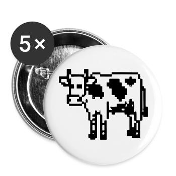 Idée cadeau Cow Pixel Pixel Cow - Lot de 5 grands badges (56 mm) - blanc - Devant