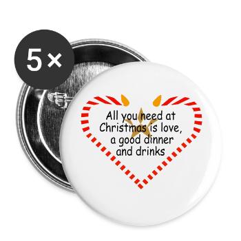Devise de Noël - Lot de 5 grands badges (56 mm) - blanc - Devant