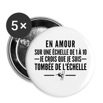en amour sur une échelle de 1 à 10 - Lot de 5 grands badges (56 mm) - blanc - Devant