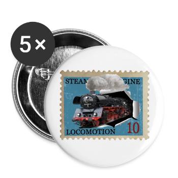 Steam locomotive stamp - Buttons large 2.2''/56 mm (5-pack) - white - Front