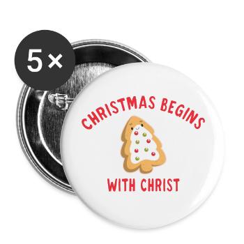 Christmas Begins With Christ - Lot de 5 grands badges (56 mm) - blanc - Devant