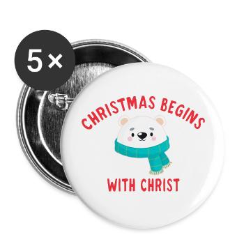 Christmas Begins With Christ - Lot de 5 grands badges (56 mm) - blanc - Devant