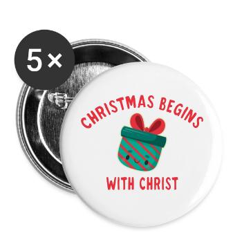 Christmas Begins With Christ le cadeau rigolo - Lot de 5 grands badges (56 mm) - blanc - Devant