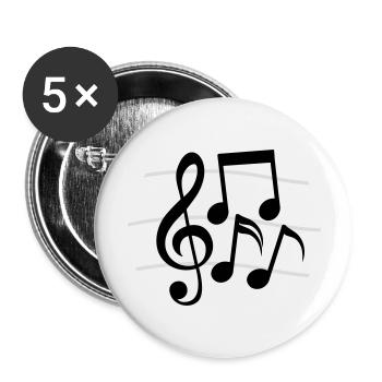 Linien Musik Noten Notenschlüssel - Buttons groß 56 mm (5er Pack) - Weiß - Vorne
