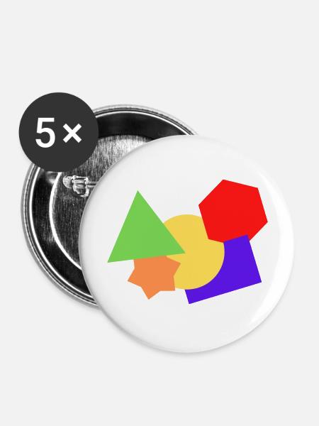 Formen bunt - Buttons groß 56 mm (5er Pack) - Weiß