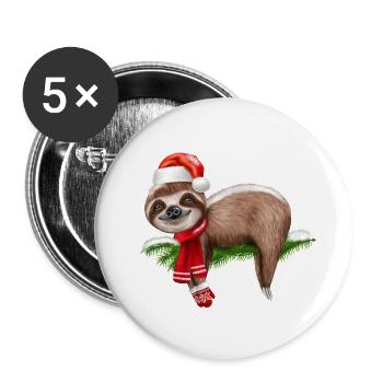 Sapin de Noël paresseux - Lot de 5 grands badges (56 mm) - blanc - Devant