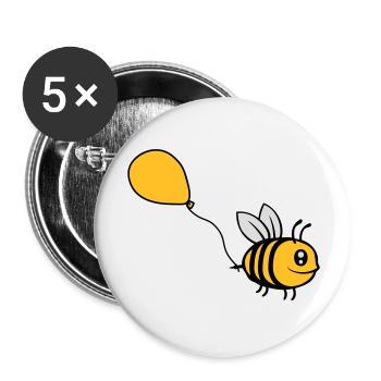 Happy Balloon Bee Comic - Buttons large 2.2''/56 mm (5-pack) - white - Front