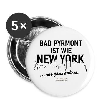 Bad Pyrmont ist wie New York - Buttons groß 56 mm (5er Pack) - Weiß - Vorne