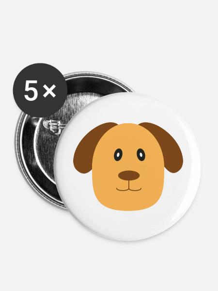 Glücklicher Hund - Buttons groß 56 mm (5er Pack) - Weiß
