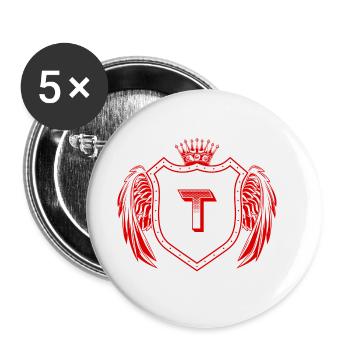 T Buchstabe Wappen - Buttons groß 56 mm (5er Pack) - Weiß - Vorne