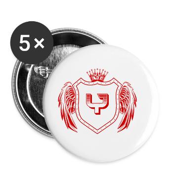 Y Buchstabe Wappen - Buttons groß 56 mm (5er Pack) - Weiß - Vorne