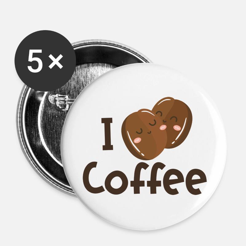 I coffee - Buttons large 2.2''/56 mm (5-pack) - white