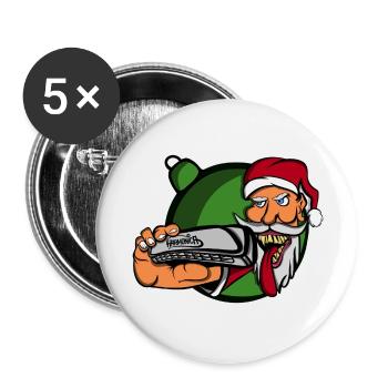 Papa Noel Rat Fink Harmonica Style - Lot de 5 grands badges (56 mm) - blanc - Devant