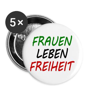 Frauen leben freiheit - Buttons groß 56 mm (5er Pack) - Weiß - Vorne