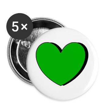 Grünes Herz grün Geschenk  - Buttons groß 56 mm (5er Pack) - Weiß - Vorne
