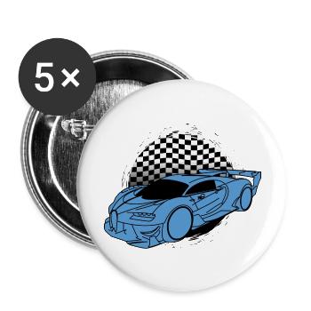 Buga Sports Car Raceflag - Lot de 5 grands badges (56 mm) - blanc - Devant