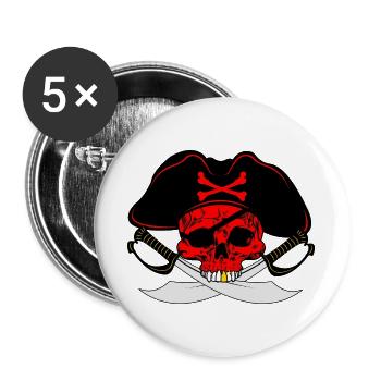 Pirate rouge - Lot de 5 grands badges (56 mm) - blanc - Devant