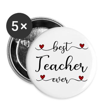 Lehrer - Buttons groß 56 mm (5er Pack) - Weiß - Vorne