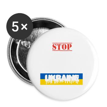 STOP WAR SAVE UKRAINE - Buttons large 2.2''/56 mm (5-pack) - white - Front