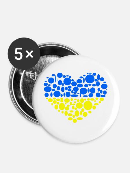 Ukraine - Buttons groß 56 mm (5er Pack) - Weiß