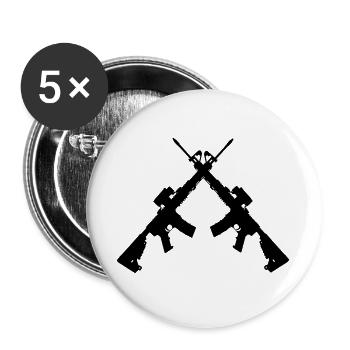Two crossed Colt C7 - Buttons large 2.2''/56 mm (5-pack) - white - Front