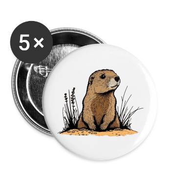 Murmeltier - Buttons groß 56 mm (5er Pack) - Weiß - Vorne